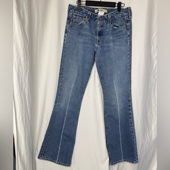 Gap Super Curvy Flare Pleated Denim Blue Classic Jeans sz 10 Long - Picture 2 of 6